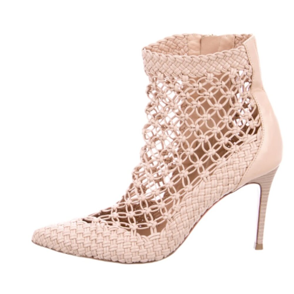 BALDININi Crocheted Leather Ankle Booties/Heels